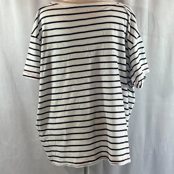 Vineyard Vines Surftee White & Navy Blue Stripes Orange Trim Top T-Shirt… - Picture 4 of 7